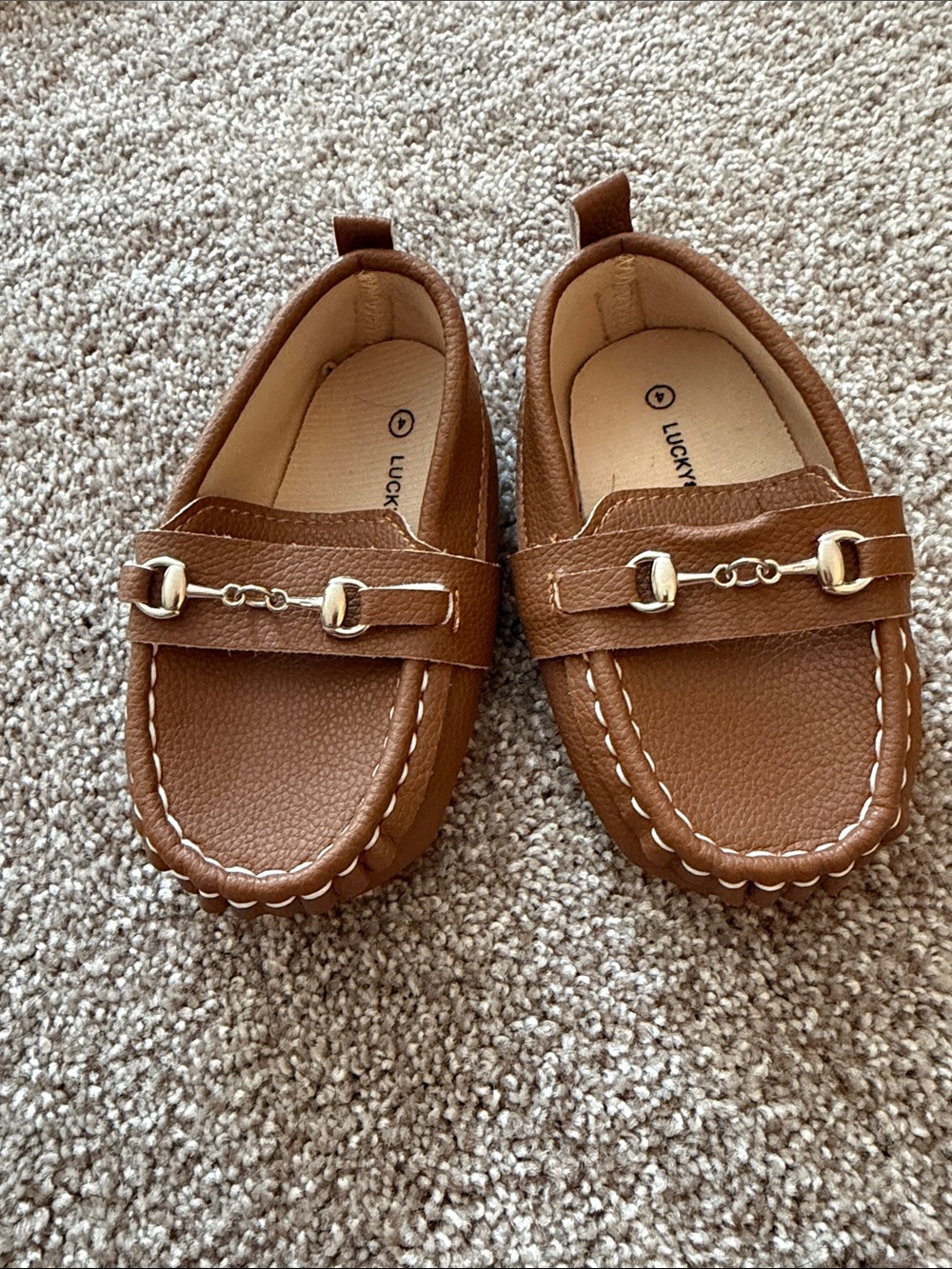 Lucky Brand Tan/Brown baby Moccasin Loafers with Gold Accent